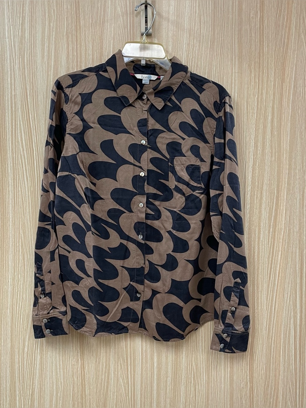Boden Brown Print Blouse Size 14